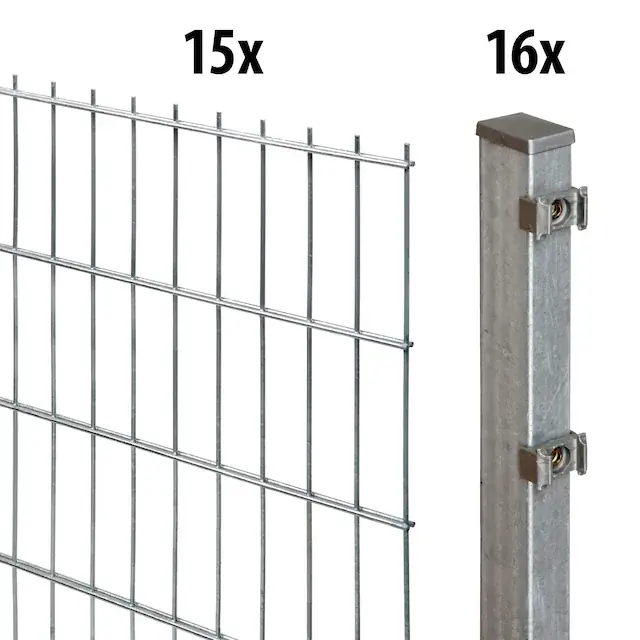 Kracherpreis GARDEN 'N' MORE Doppelstabmattenzaun »Excellent« 15 Elemente für 30 m, LxH: 200 x 203 cm, mit 16 Pfosten