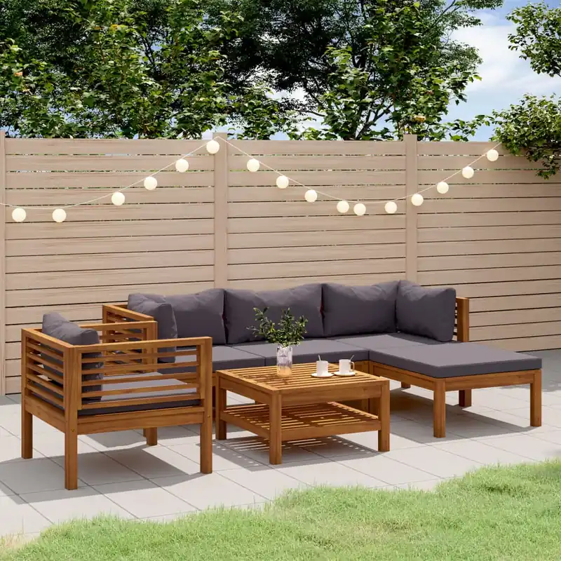 Gartenlounge-Set Kerstin mit Auflagen und Sessel aus Massivholz Akazie von Atiaro Heißes Angebot