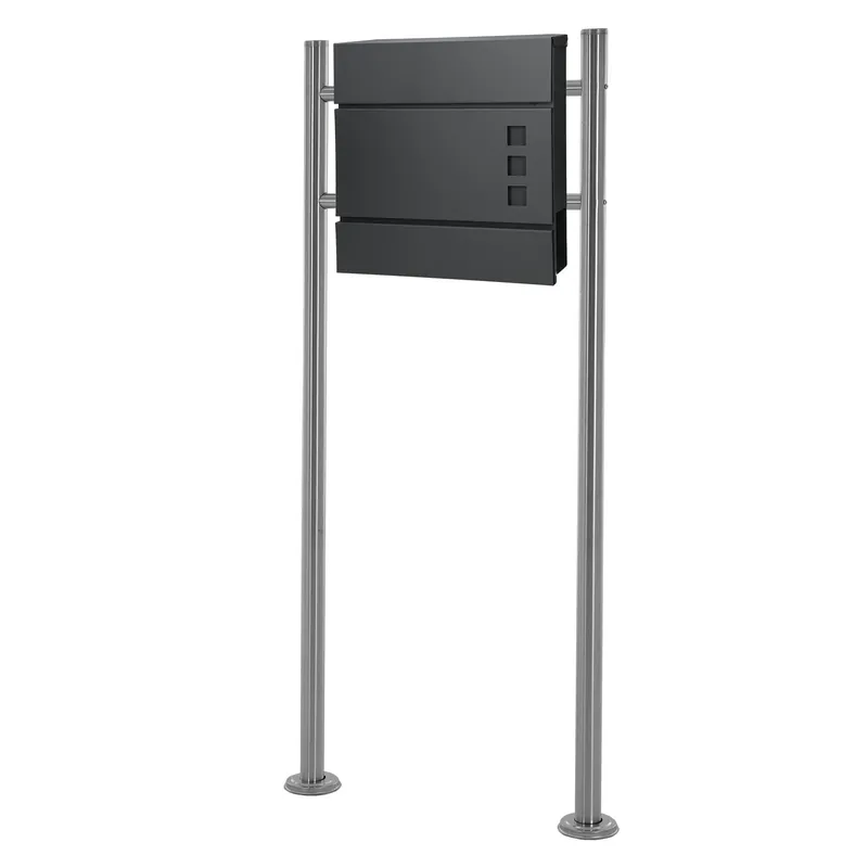 Günstig Standbriefkasten mit Zeitungsfach 37x10,5x36,5 cm Anthrazit aus Stahl