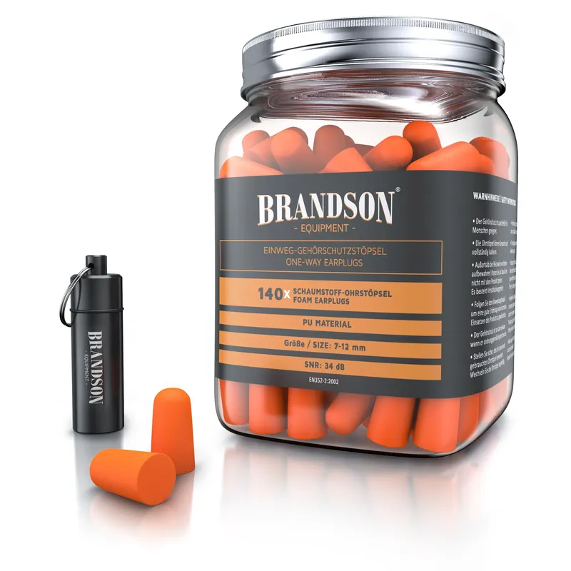 Brandson Gehörschutzstöpsel 140x, Schaumstoff Ohrstöpsel für Gehörschutz XXL Packung Neue Kollektion