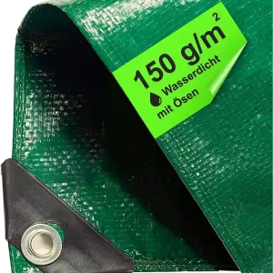 Online Kaufen Plane 6x10 Meter Plane wasserdicht - 150 g/m² grün, Abdeckplane mit Ösen