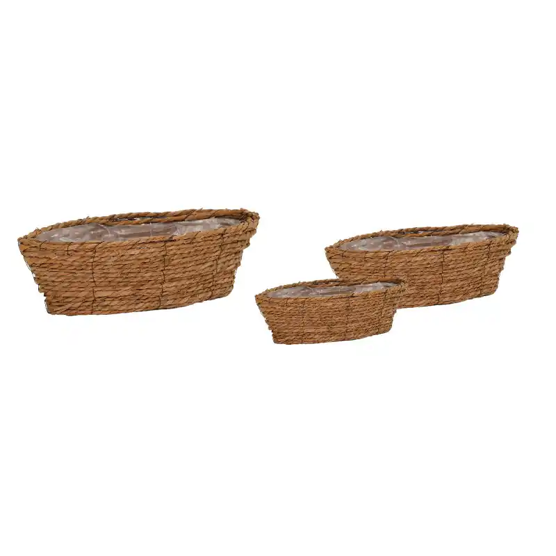 Highlight Geflochtene Pflanzschale „Around Boat“ Natur 30 x 14 x 11 cm mit Folie