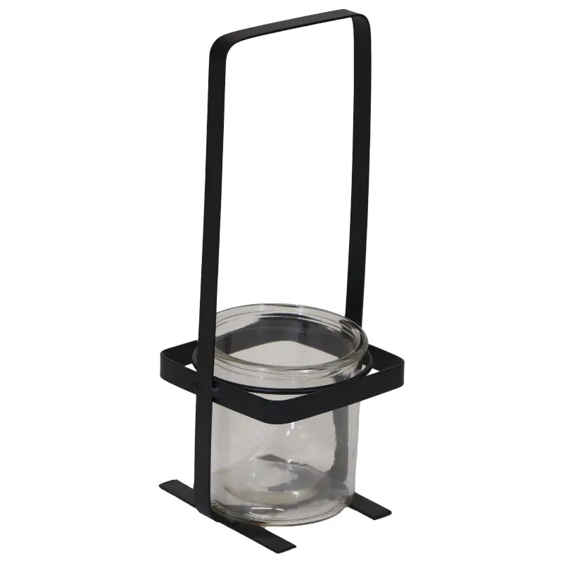 Neuheit Deko-Halter mit Glas Ø 9 cm – Glaseinsatz auf Metallständer H 21 cm für stilvolle Wohnakzente