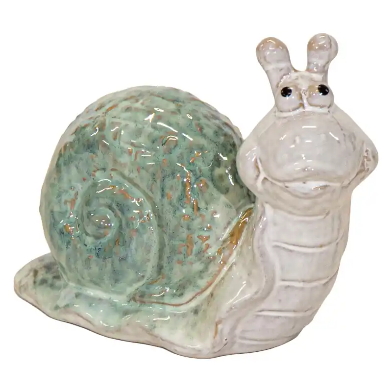 Keramik-Figur „Schnecke“ 14 x 7 x 12 cm – dekorative Gartenfigur Geprüft