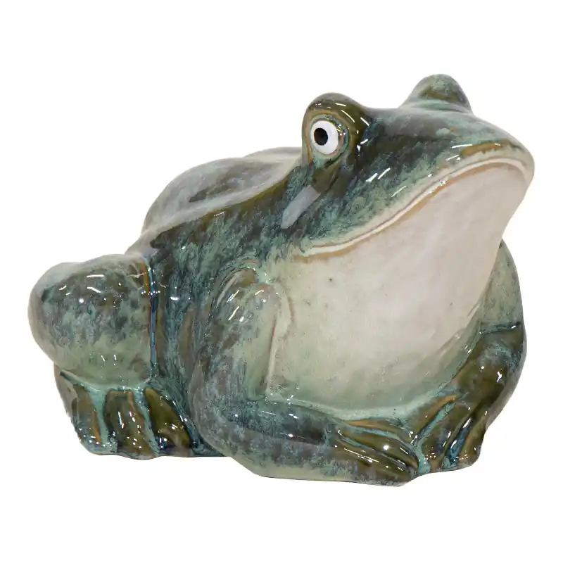 Keramik-Figur „Frosch“ liegend 14 x 12 x 10,5 cm – Dekofigur Letzte Chance