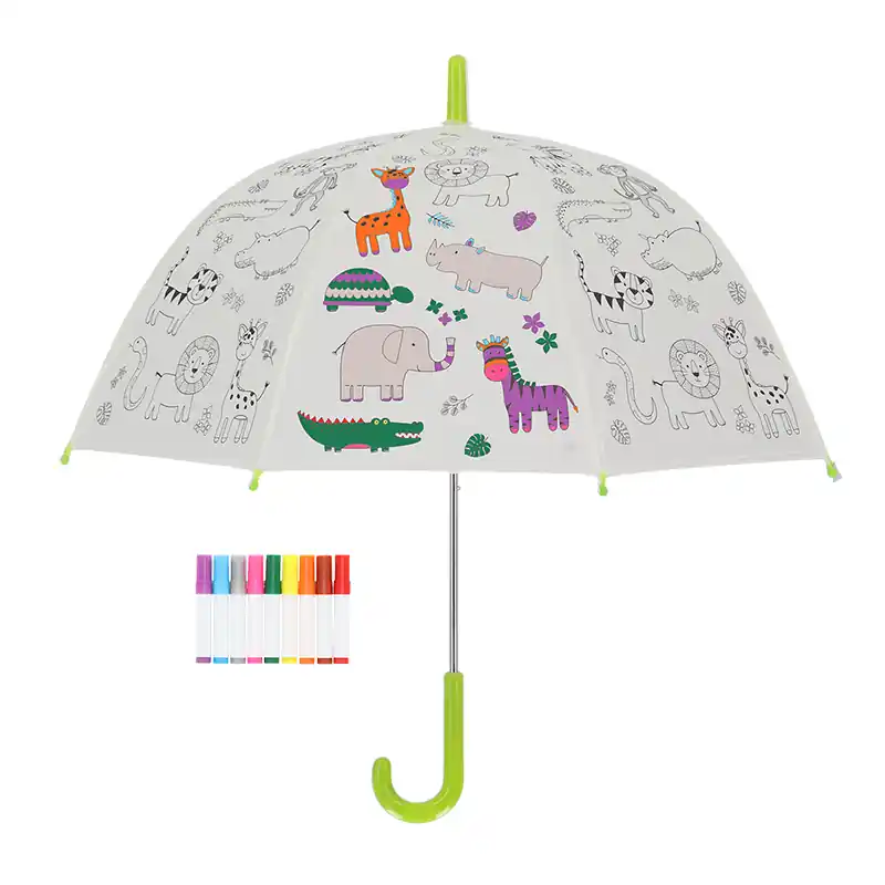 Kinder-Schirm zum Ausmalen – Motiv Dschungel – Kreativspaß bei Regenwetter Expressversand