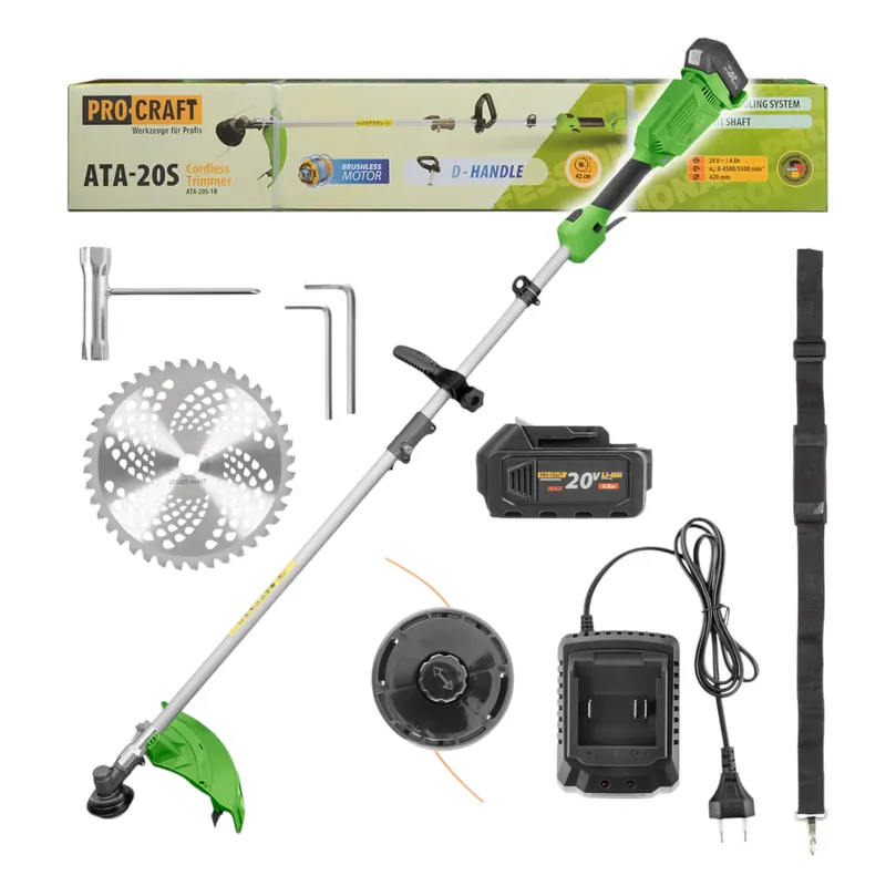 Procraft ATA-20S Akku Freischneider 20 V 420 mm Brushless + 1x Akku 4,0 Ah + Ladegerät Preisreduziert