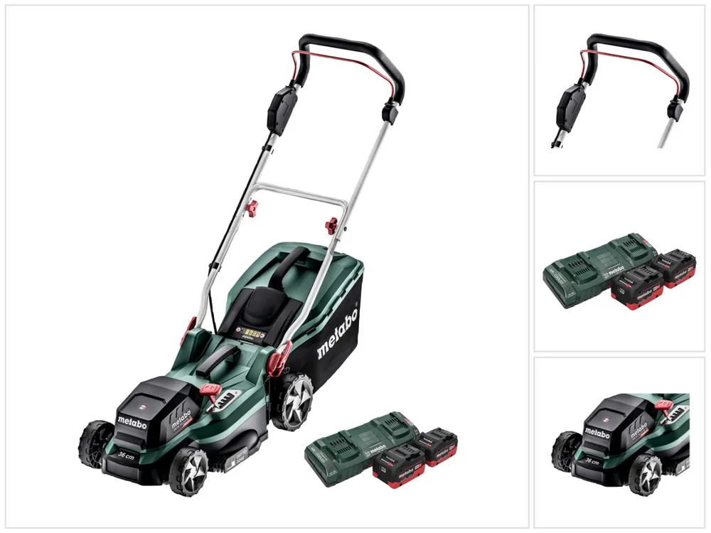 Bestseller Metabo RM 36-18 LTX BL 36 Akku Rasenmäher 36 V ( 2x 18 V ) LTX Brushless + 2x Akku 5,5 Ah + Doppelladegerät