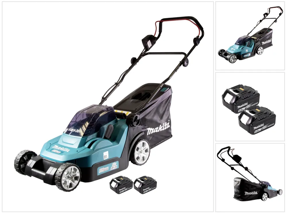 Makita DLM 432 G2 Akku Rasenmäher 36 V ( 2x 18 V ) 43 cm + 2x Akku 6,0 Ah - ohne Ladegerät Direktkauf