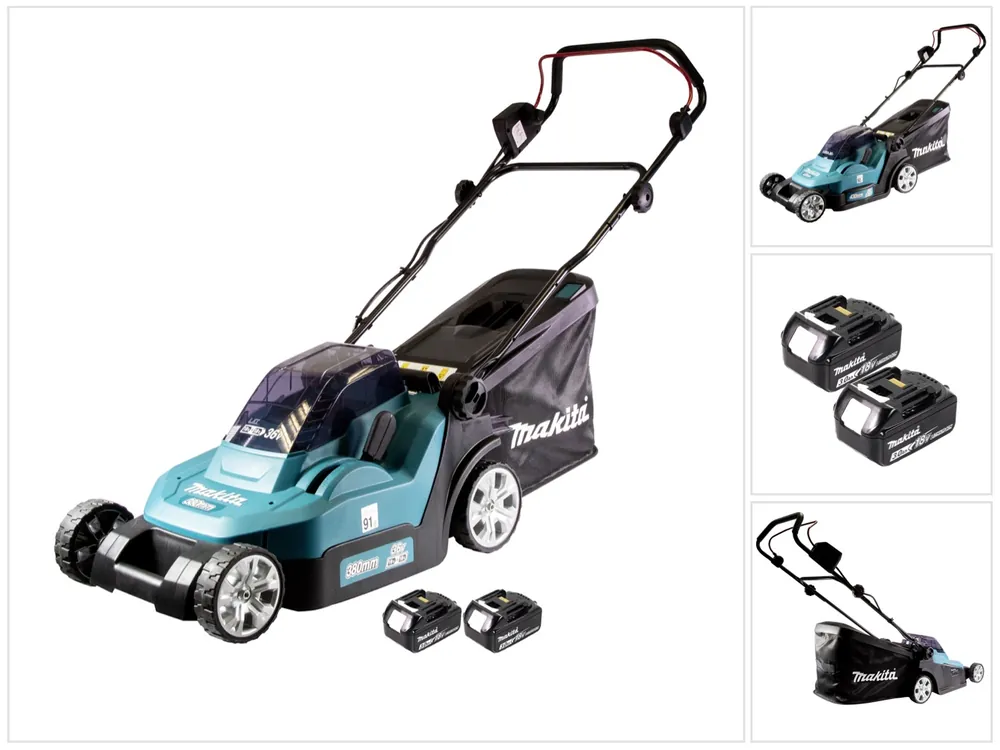 Makita DLM 432 F2 Akku Rasenmäher 36 V ( 2x 18 V ) 43 cm + 2x Akku 3,0 Ah - ohne Ladegerät Jetzt Kaufen