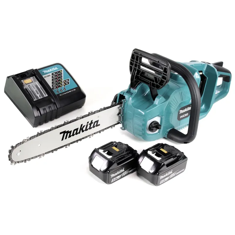 Makita DUC 353 RT2 Akku Kettensäge 36V ( 2x18V ) Brushless 35 cm + 2x 5,0 Ah Akku + Ladegerät Sichere Zahlung