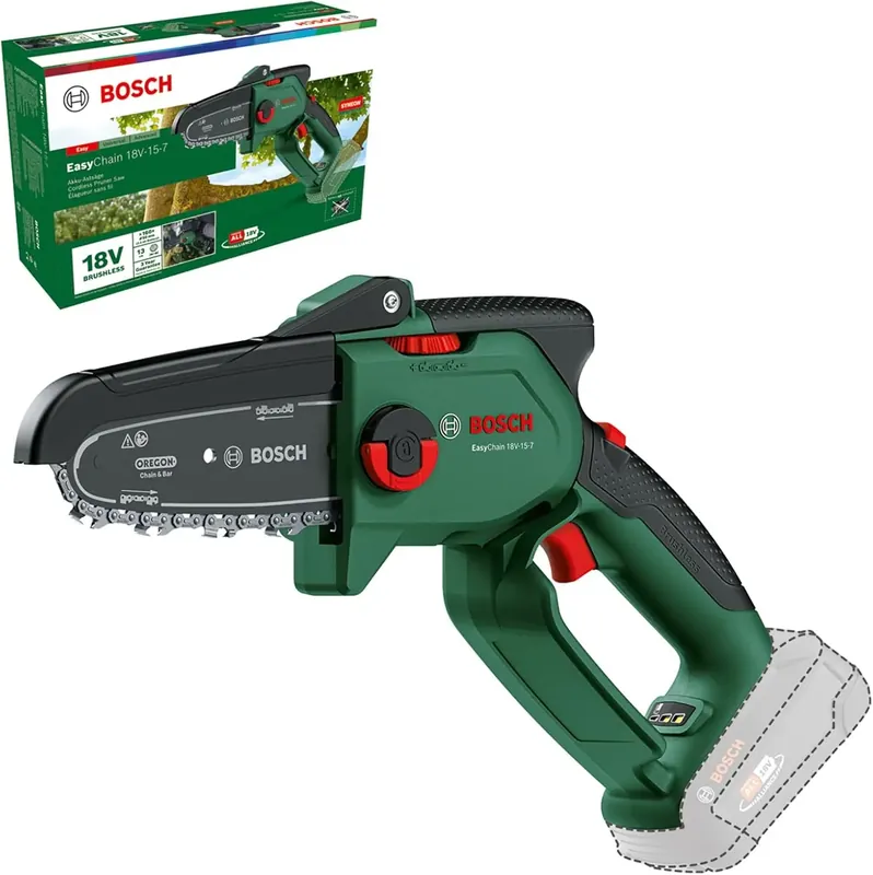 Bosch kompakter Akku-Hochentaster EasyChain 18V-15-7 (Zum Schneiden von Holz; 18 Volt System; Kettengeschwindigkeit 6,95 m/s; ohne Akku) Heißes Angebot