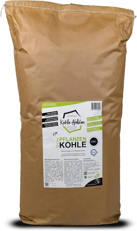 Begrenztes Angebot 60 Liter Pflanzenkohle, EBC AgroBio Zertifiziert, Biokohle, Biochar für TerraPreta, Bodenverbesserer, Konzentrat, Wasser- und Nährstoffspeicher (60 Liter)